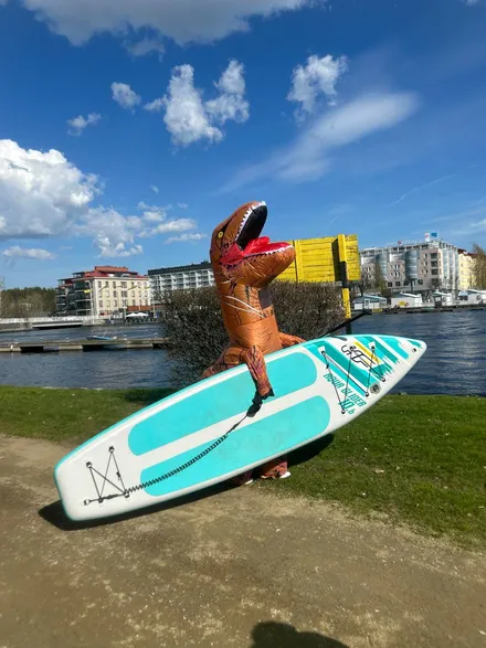 dragon costume board on the water